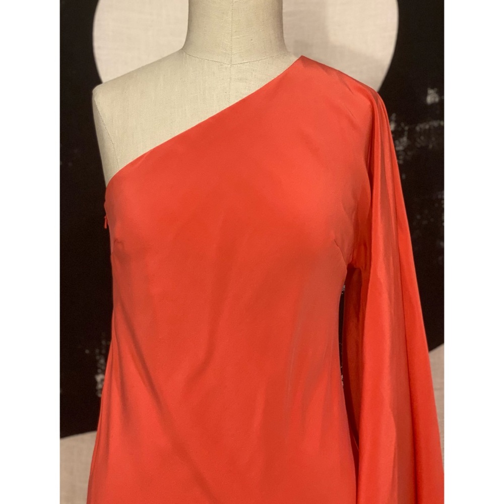 Nicole Miller SIZE4 Coral One-Shoulder Mini Dress - Picture 3 of 4
